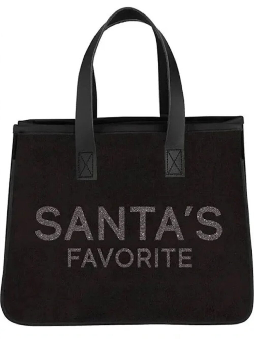 Black Mini Canvas Tote - SANTA'S FAVORITE/NWT